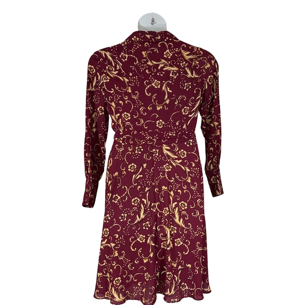 Nanette Lepore Burgundy and Gold Patterned Midi Dress SKU1291 - Picture 5 of 7